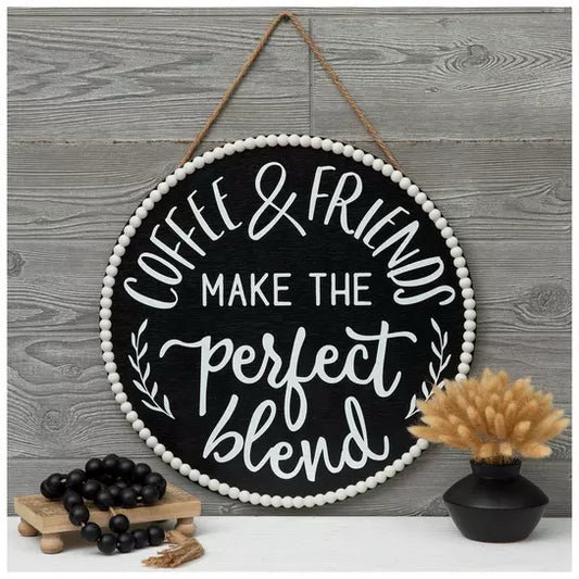 Coffee & Friends Beaded Wood Wall Decor