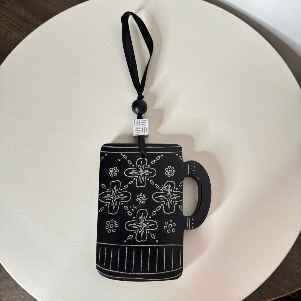 Black & White Hanging Coffee Mug Decor
