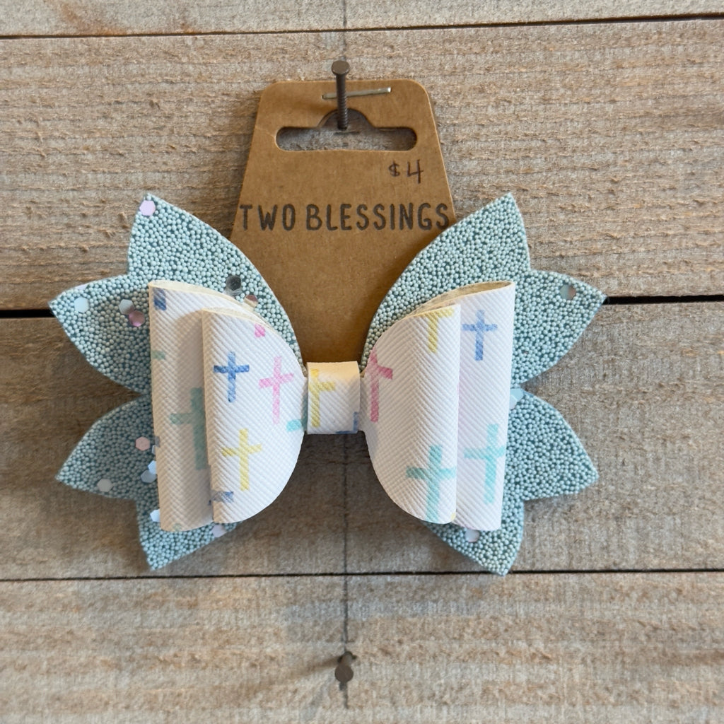 Two Blessings Bow - Cross/Glitter