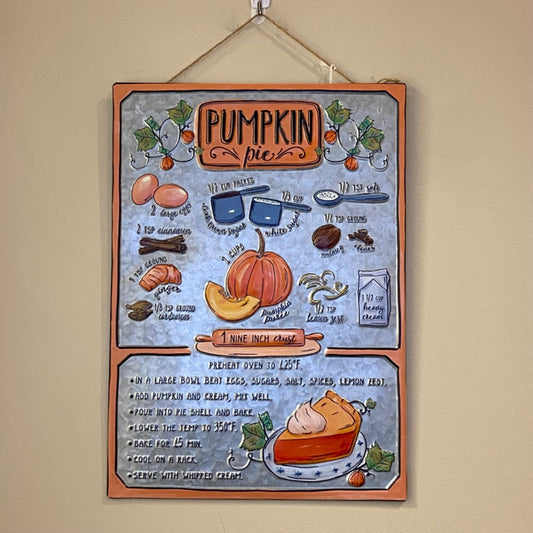 Pumpkin Pie Recipe Metal Sign