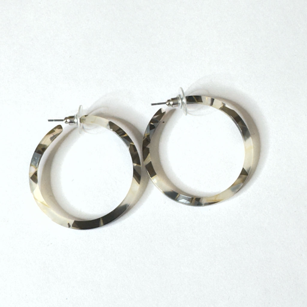 Marbled Tortoise Acetate Hoop Earrings