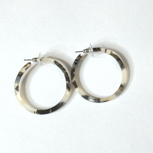 Marbled Tortoise Acetate Hoop Earrings