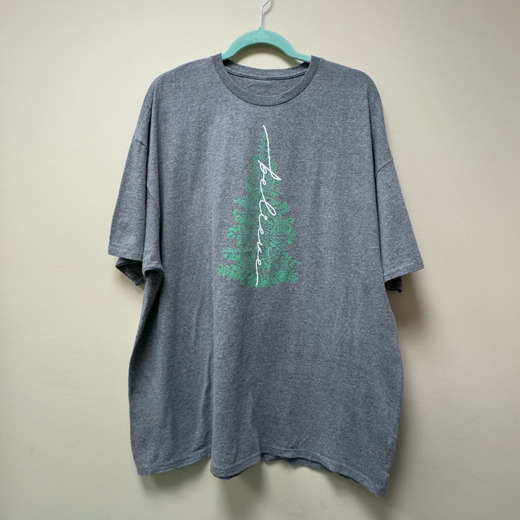 Believe Christmas Tree Print Graphic Tee - Size XL