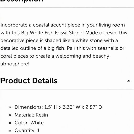 Big White Fish Fossil Stone