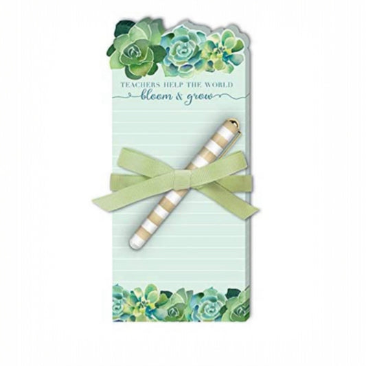 Teachers Help The World Bloom & Grow Notepad & Pen