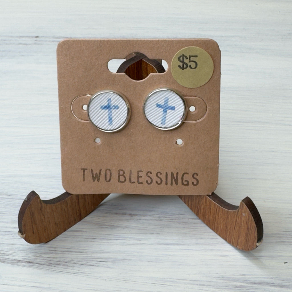 Two Blessings Earrings - Blue Cross
