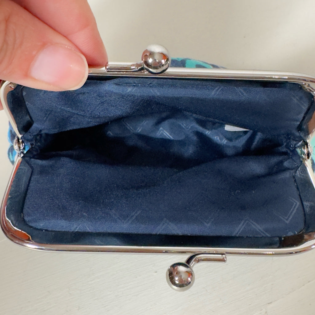 Vera Bradley Kiss Lock Coin Purse - Blue Island Medallion