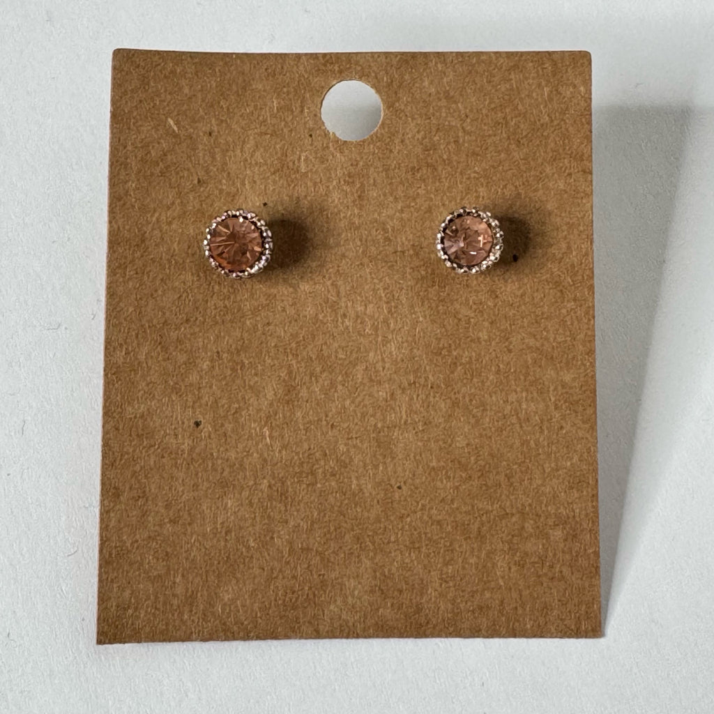Rose Gold Tone Crystal Halo Stud Earring