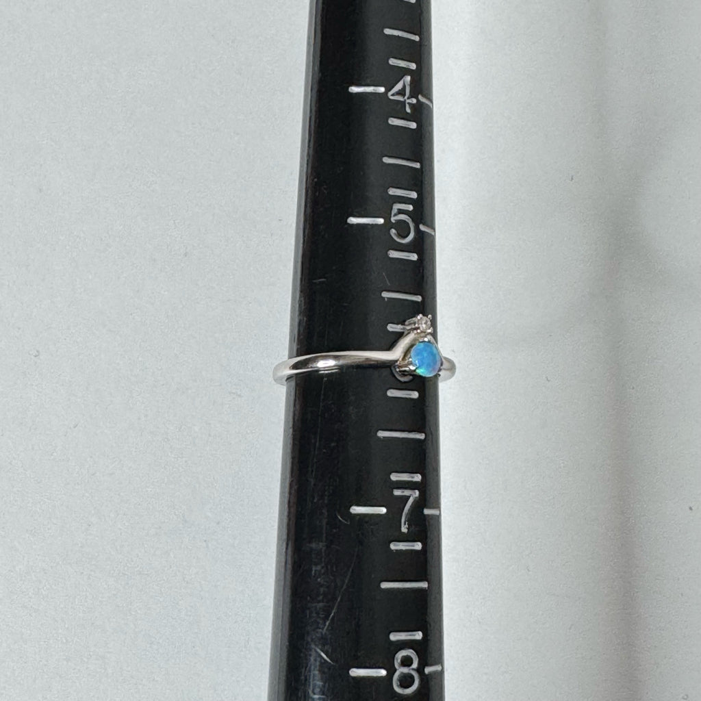 925 Sterling Silver Blue Opal Ring - Size 6