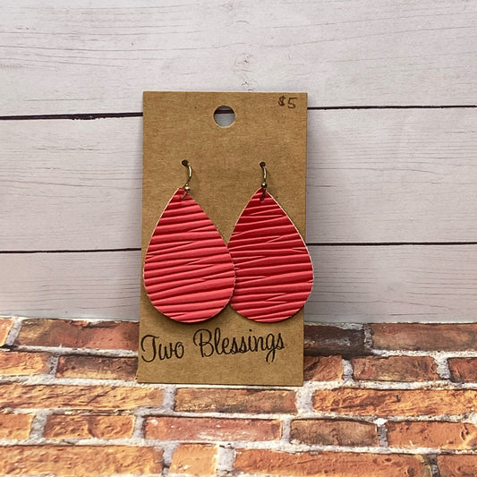 Two Blessings Earrings - Textured Matte Red