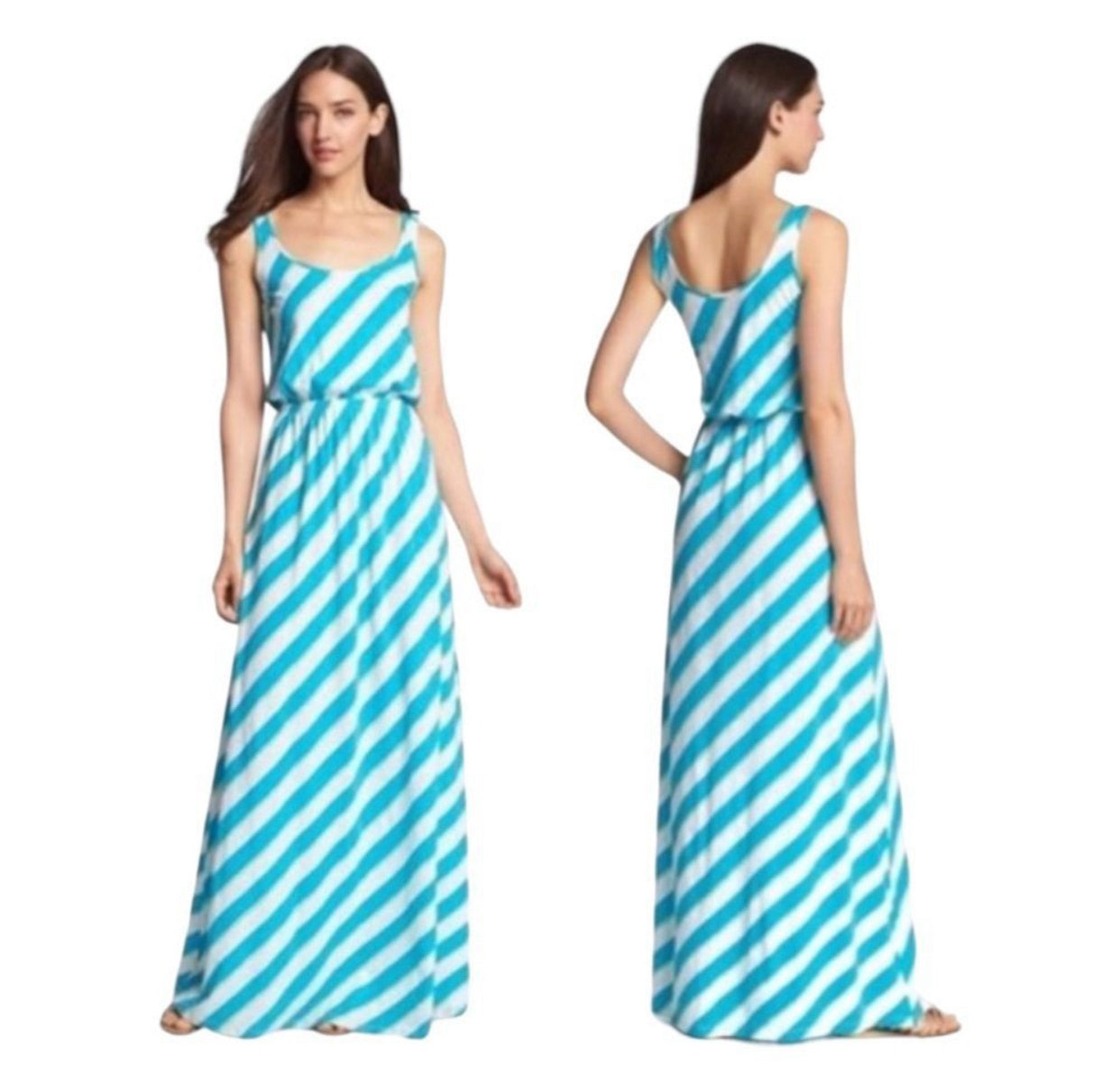 LILLY PULITZER Dress Tria Tourquoise & White Roper Stripe Print - Size Small