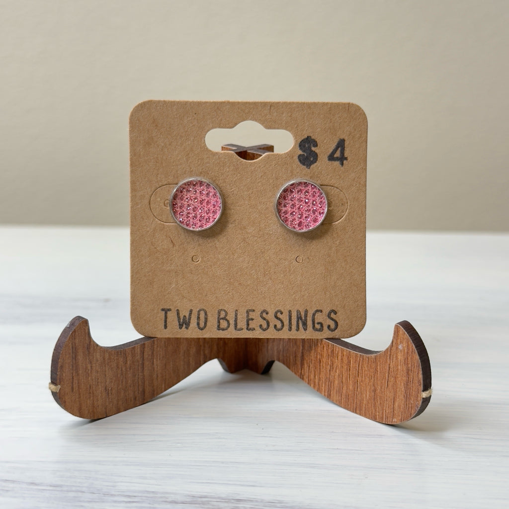 Two Blessings Earrings - Pink Glitter
