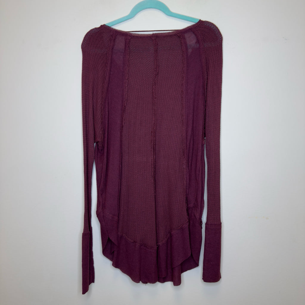 We The Free Catalina Ribbed Burgundy Thermal Shirt - Size Large