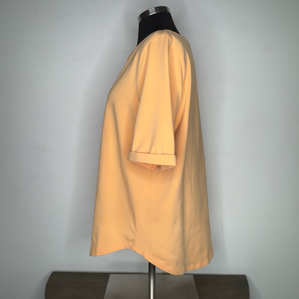 Chico's Orange Short Sleeve Cuffed Sleeve Tee - Size Large
