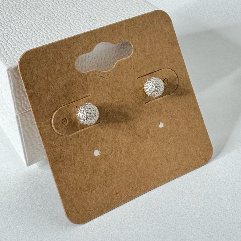 Silver Textured Ball Stud Earrings