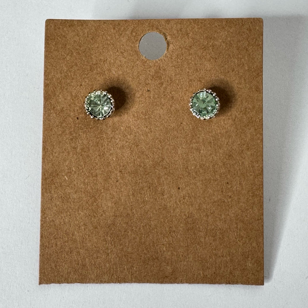 Light Green Crystal Halo Stud Earrings