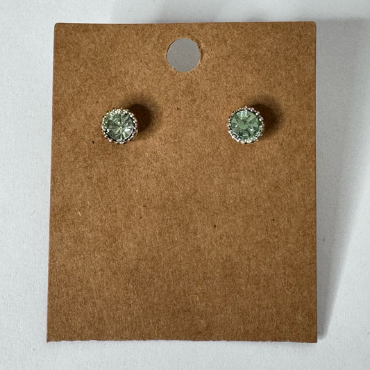 Light Green Crystal Halo Stud Earrings