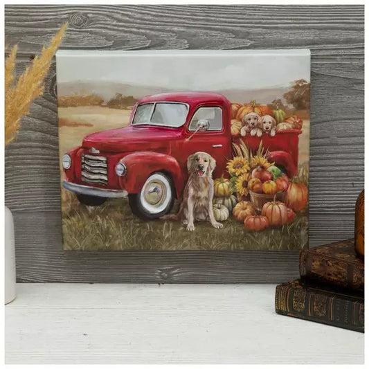 Red Vintage Truck Canvas Wall Decor