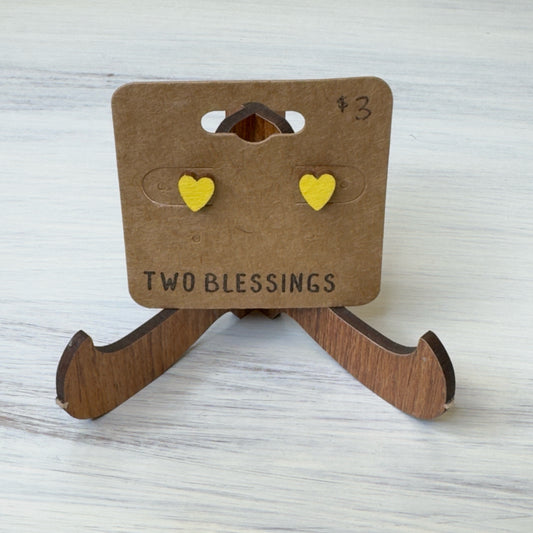 Two Blessings Earrings - Wood Earrings - Yellow