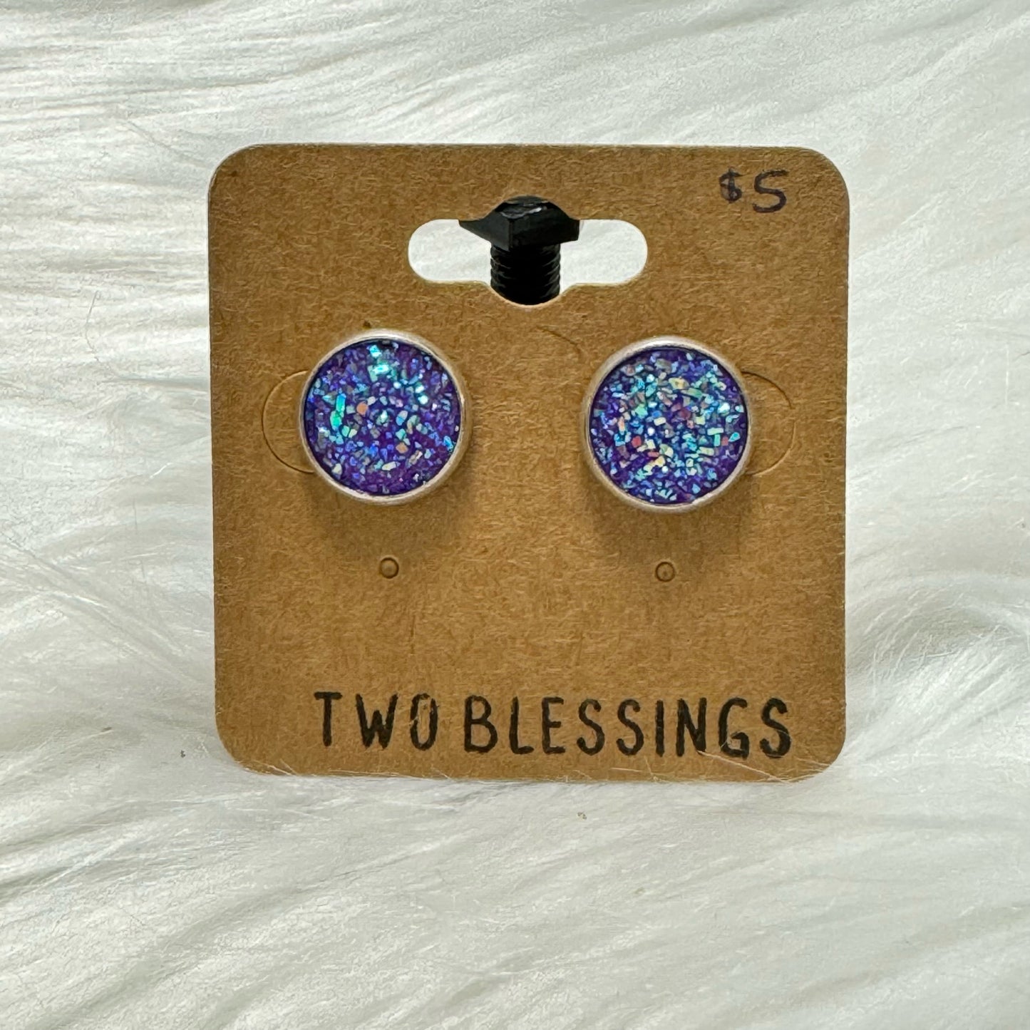 Two Blessings Earrings - Purple Sparkle