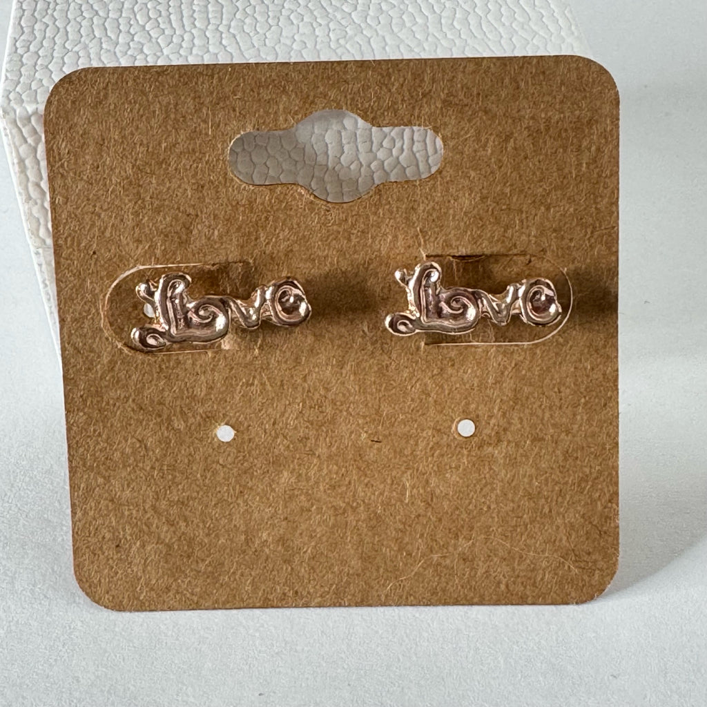 Cursive "Love" Stud Earrings