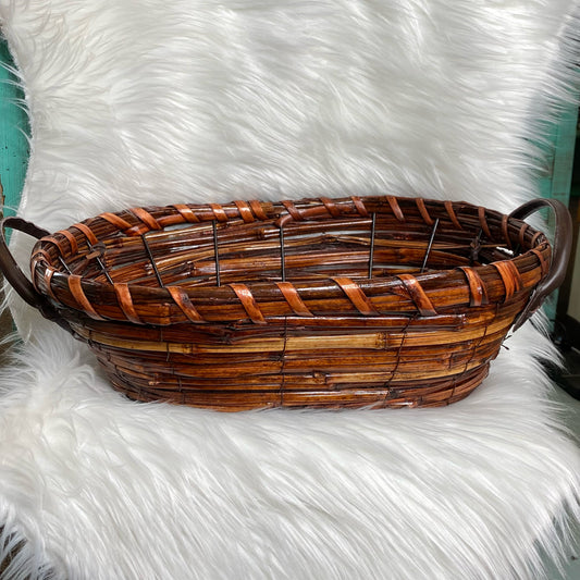 Basket With Faux Leather Handles