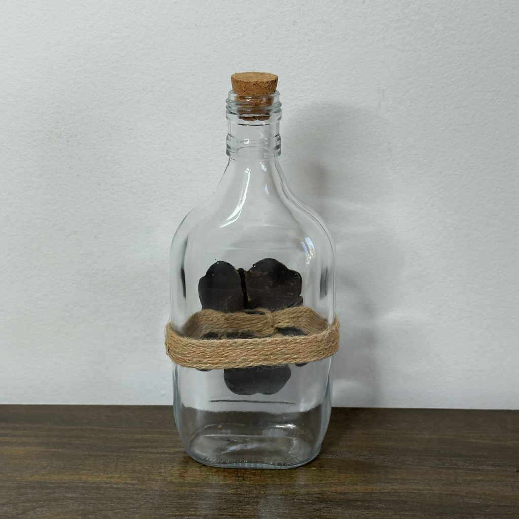 Glass Jar w/Metal Flower