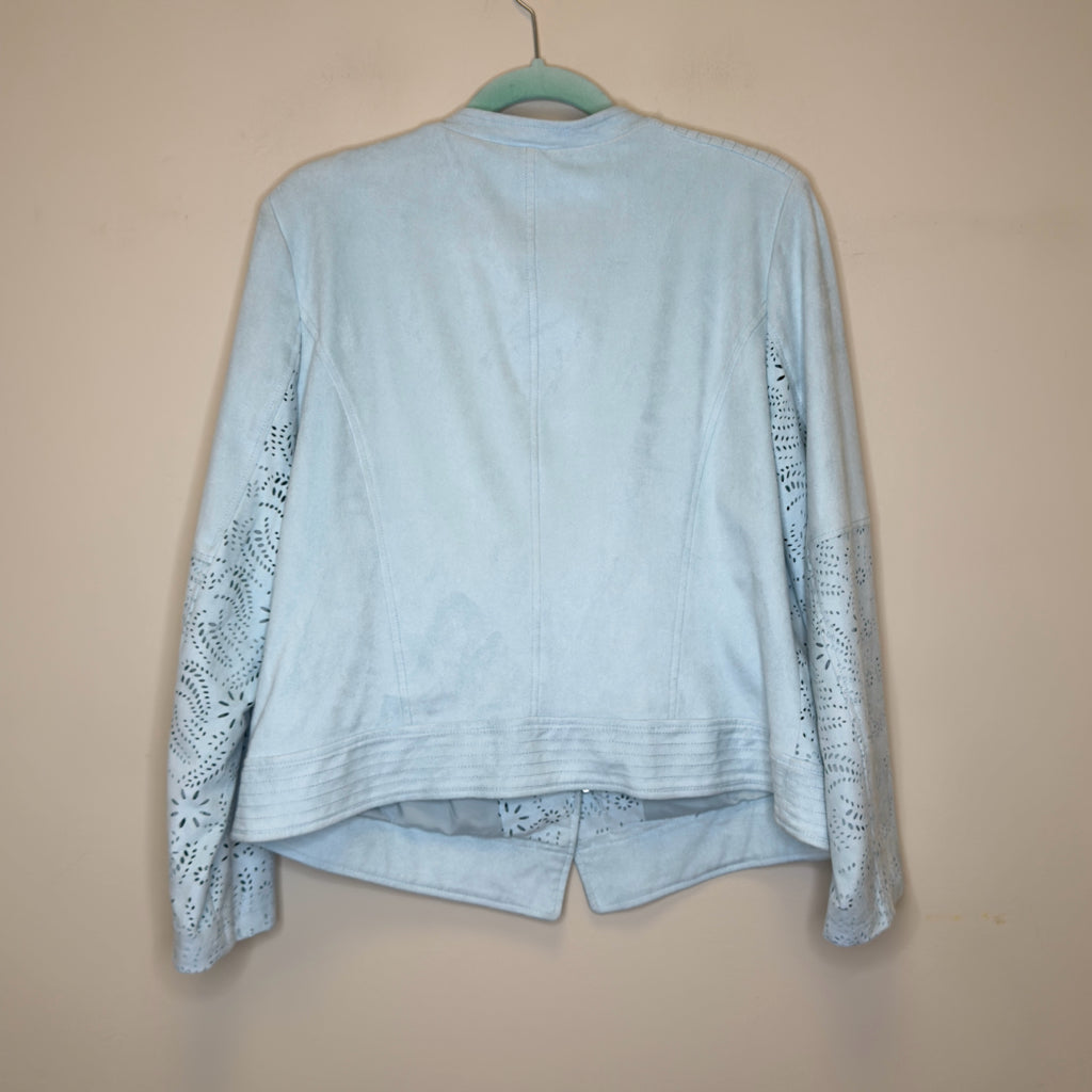 Chico's Faux Suede Leather Perforated Moto Jacket - Size Large