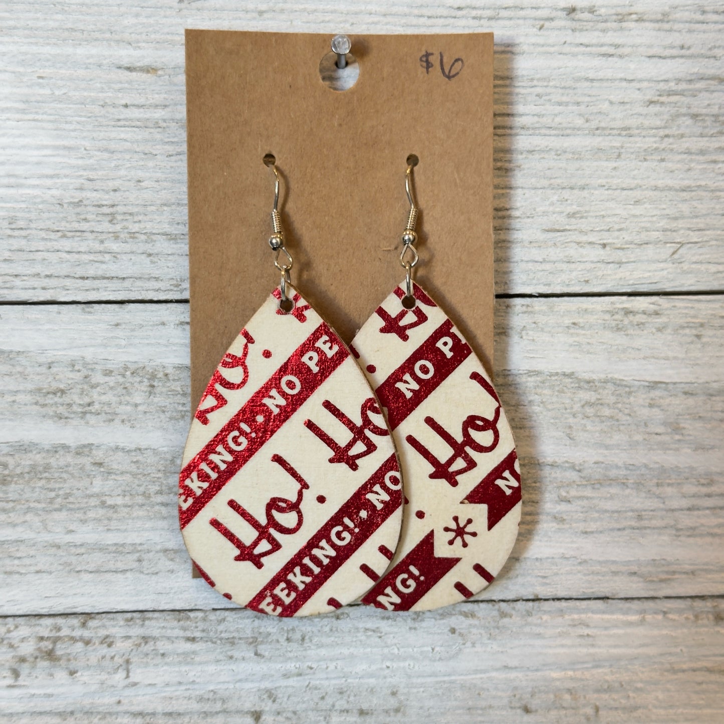 Two Blessings Wood Earrings - Ho! Ho! Ho!