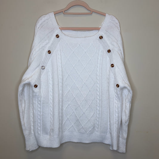White Cable Knit Sweater - Size 2X