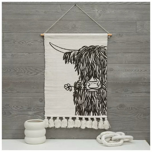 Highland Cow Woven Tapestry Wall Decor