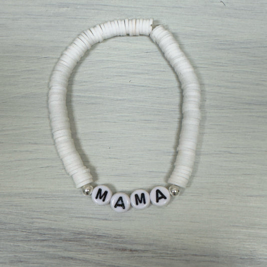 Inga Ann's "Mama" White Polymer Bracelet
