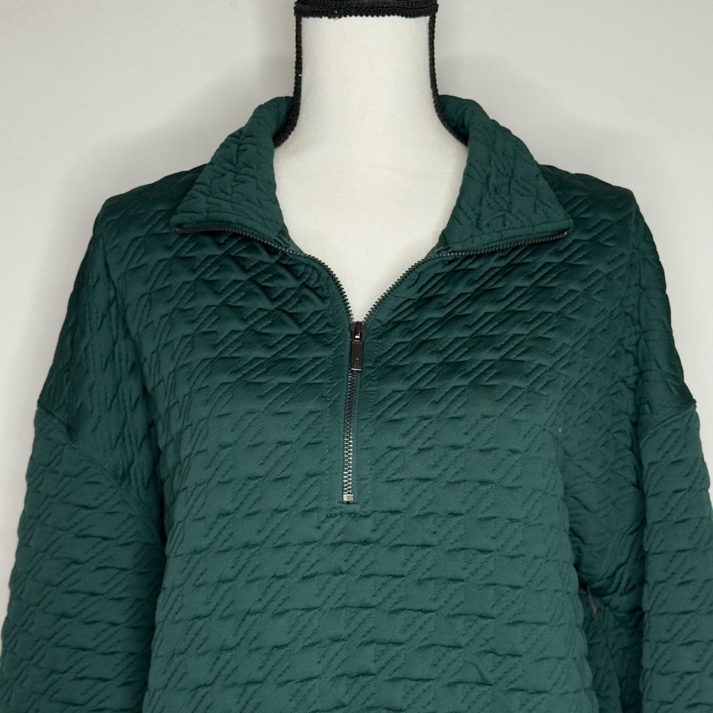 Lou & Grey Houndtooth Jacquard Half Zip Top - Size Large