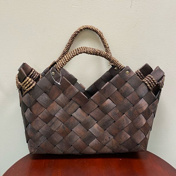 Dark Brown Weaved Basket With Handles