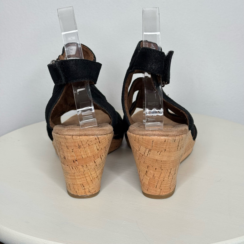 Rockport Cobb Hill Briah Leather Banded Wedge Sling Back Sandals - Size 9