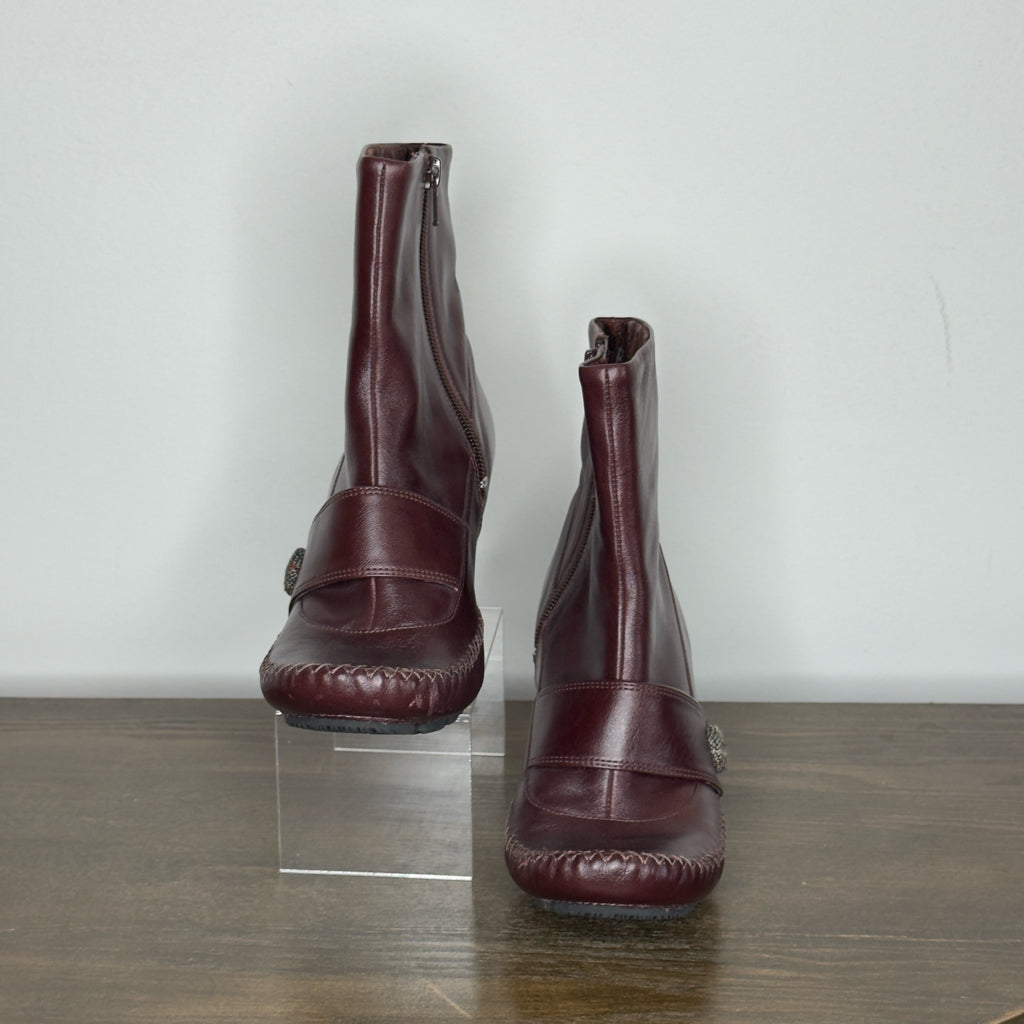 Indigo Leather Booties - Size 8