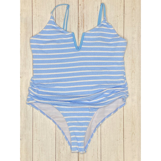 Blue & White One Piece Swimsuit - Size Medium