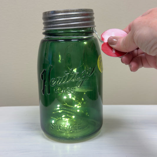 Light Up Green Mason Jar
