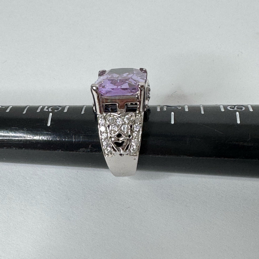 Sterling Silver Cocktail Ring w/Purple Gemstone - Size 6