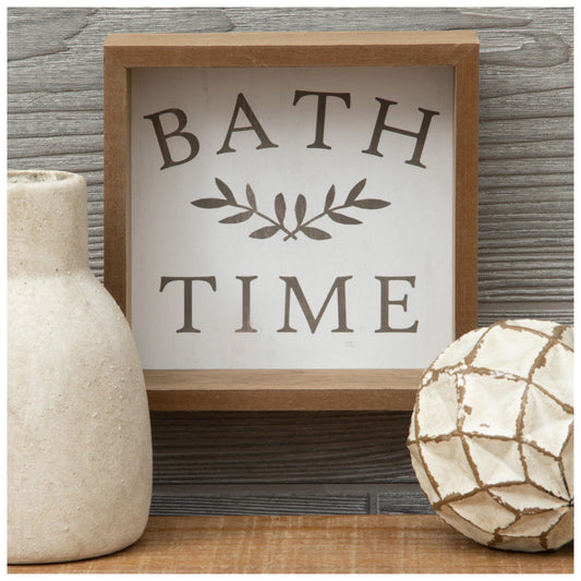 Bath Time Wood Decor Box Sign