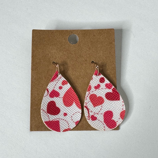 Heart Print Teardrop Dangle Earrings