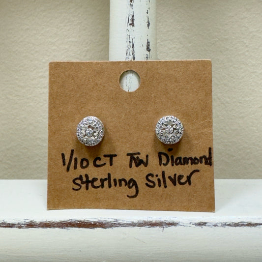 1/10ct TW Diamond Sterling Silver Earrings