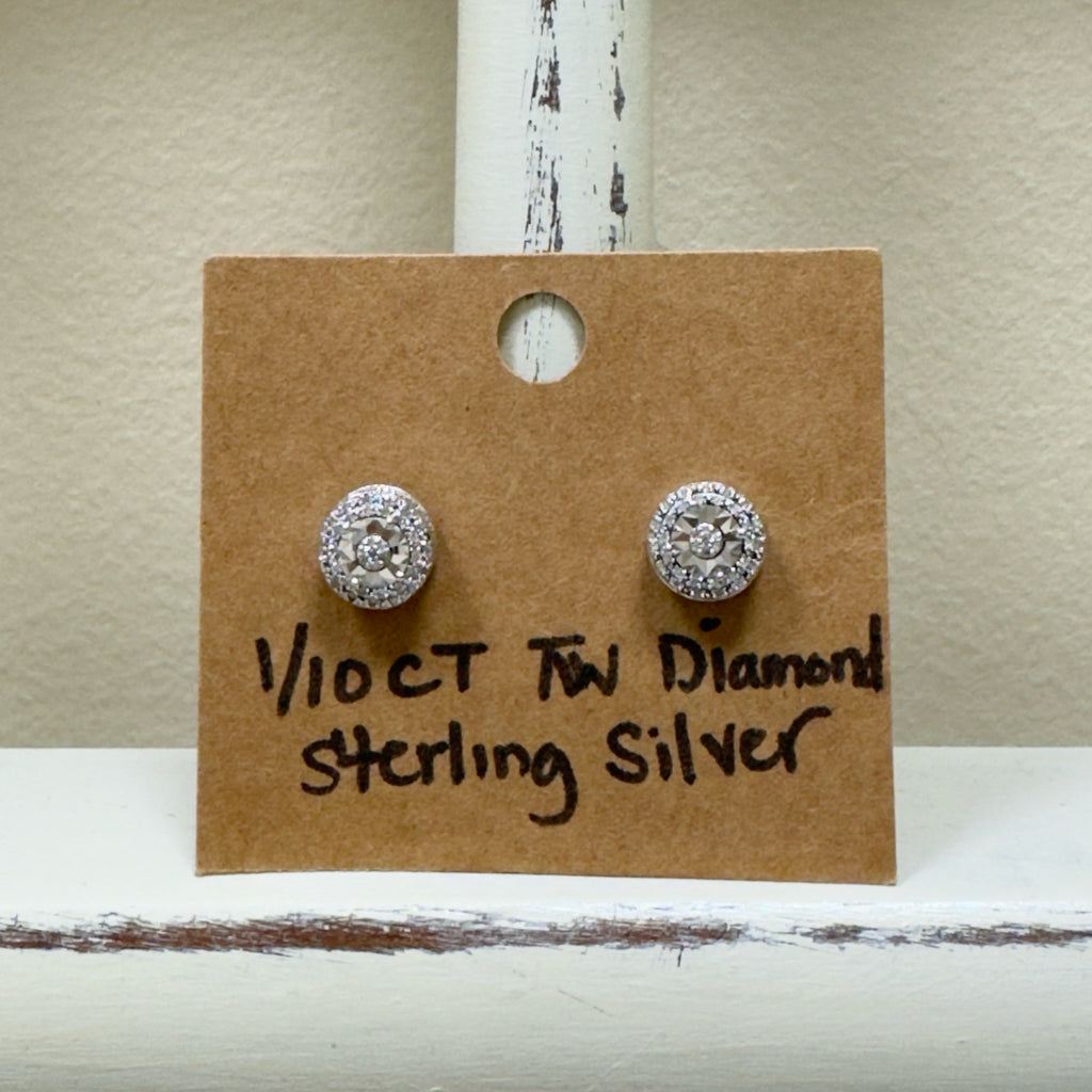 1/10ct TW Diamond Sterling Silver Stud Earrings
