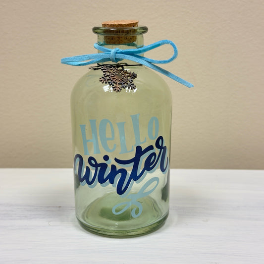 Hello Winter Glass Vase