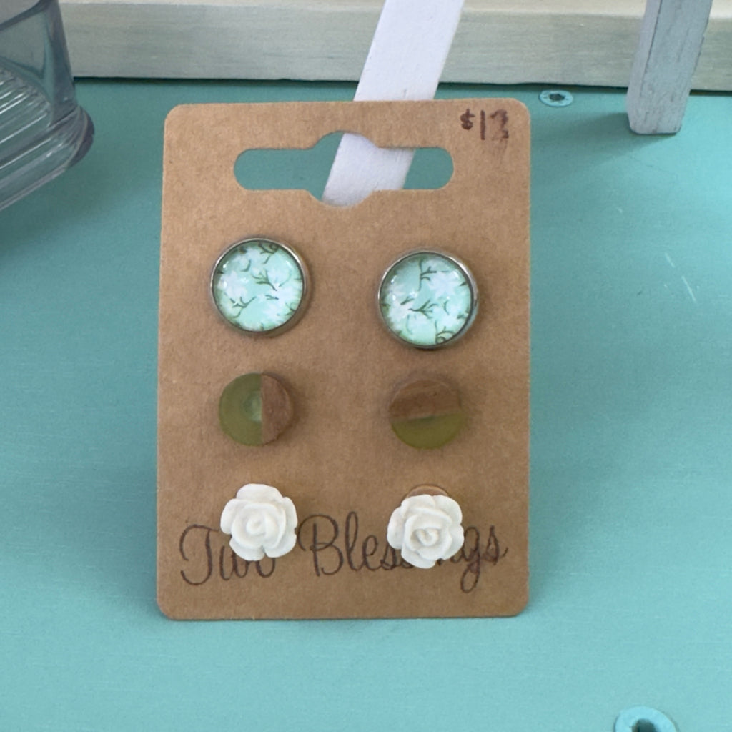 Two Blessings Earrings - 3pk