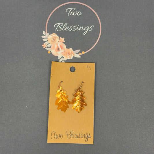 Two Blessings - Copper Leaf Earrings