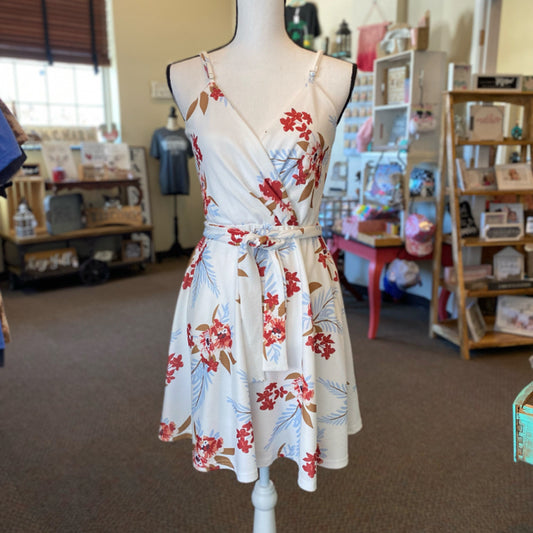 Floral Print Mini Dress - Size Medium
