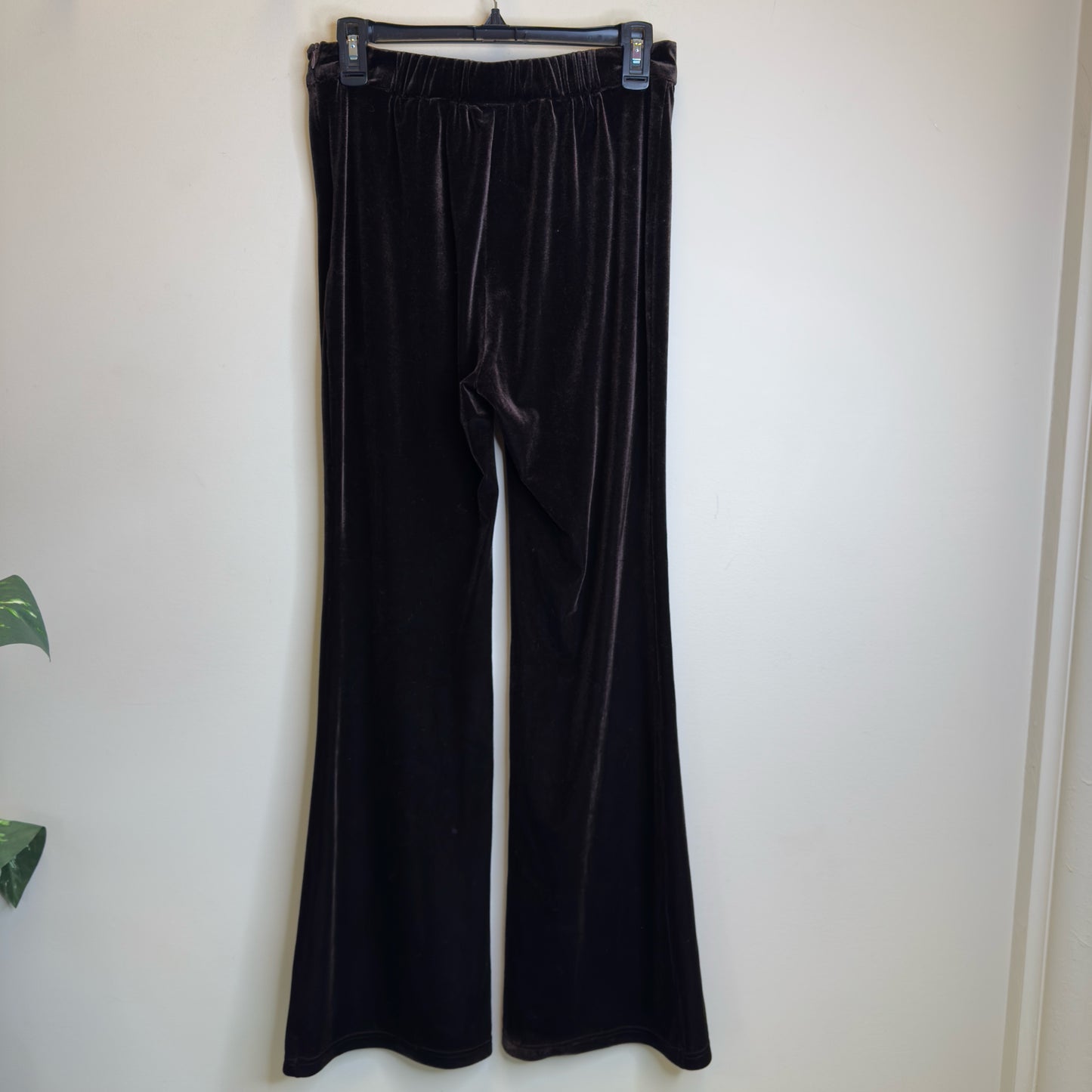 Brown Velour Flare Leg Pants - Size Medium