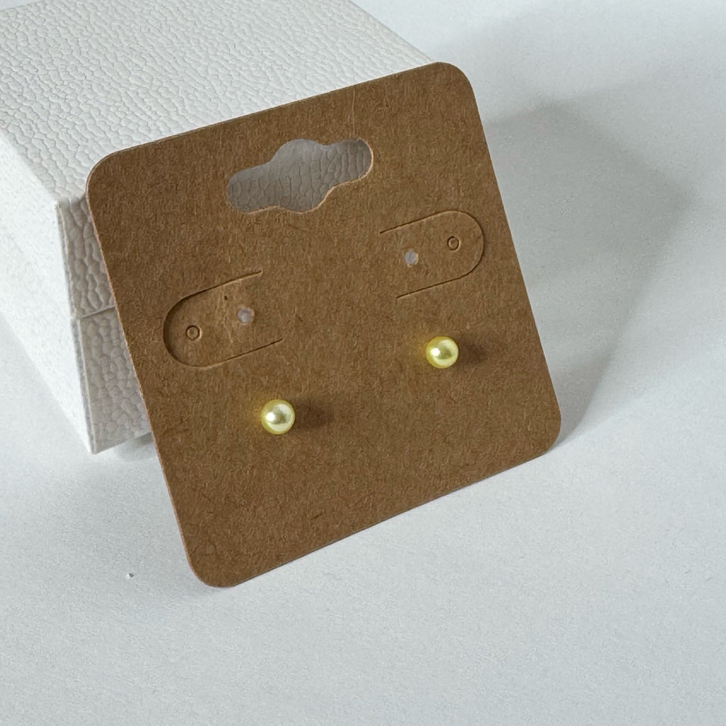 Yellow Simulated Pearl Stud Earrings