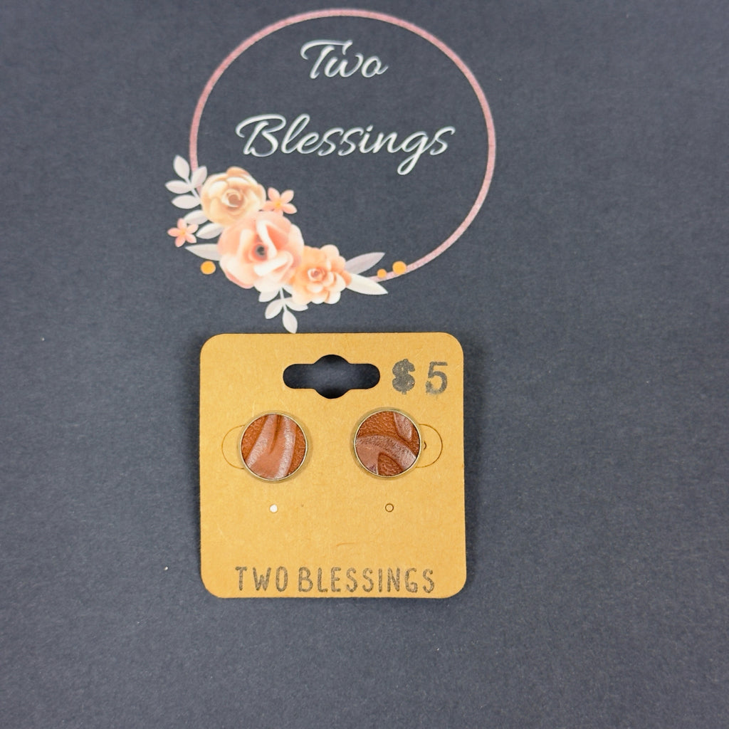 Two Blessings Earrings - Textured Brown